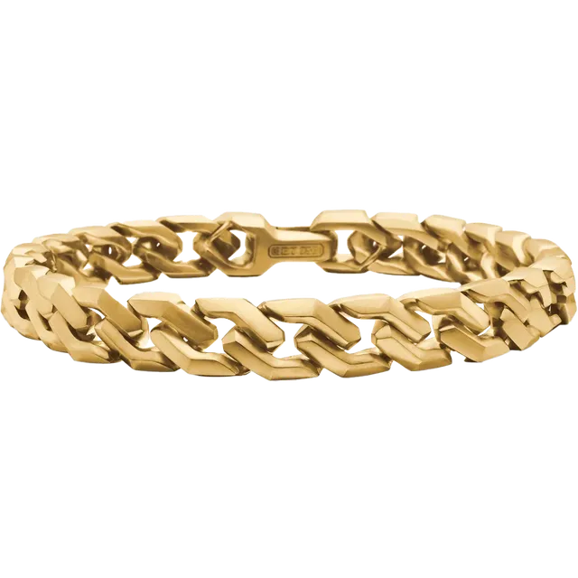 David Yurman Curb Chain Angular Link Bracelet 18K Yellow Gold, 8.7mm
