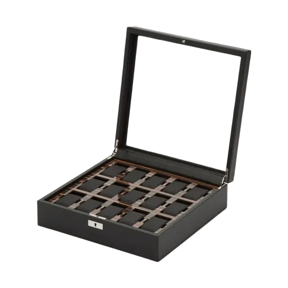 Roadster 15-Piece Watch Box (Leather × Ebony Macassar)