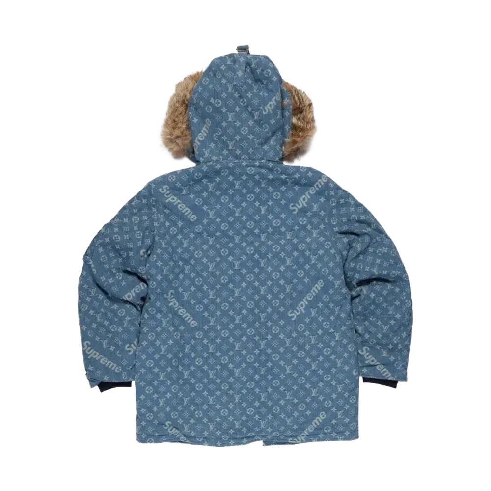 Supreme x Louis Vuitton Jacquard Denim N-3B Parka Blue