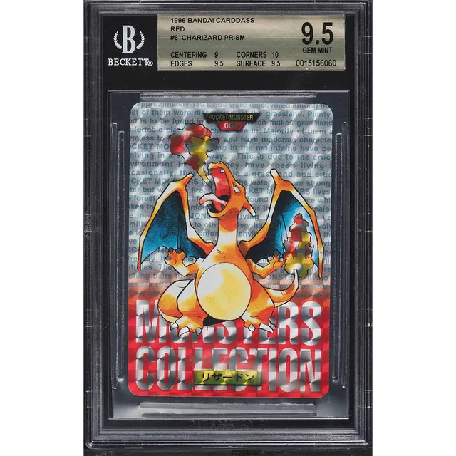 1996 Pokemon Japanese Bandai Carddass Red Prism Charizard #6 BGS 9.5 GEM MINT