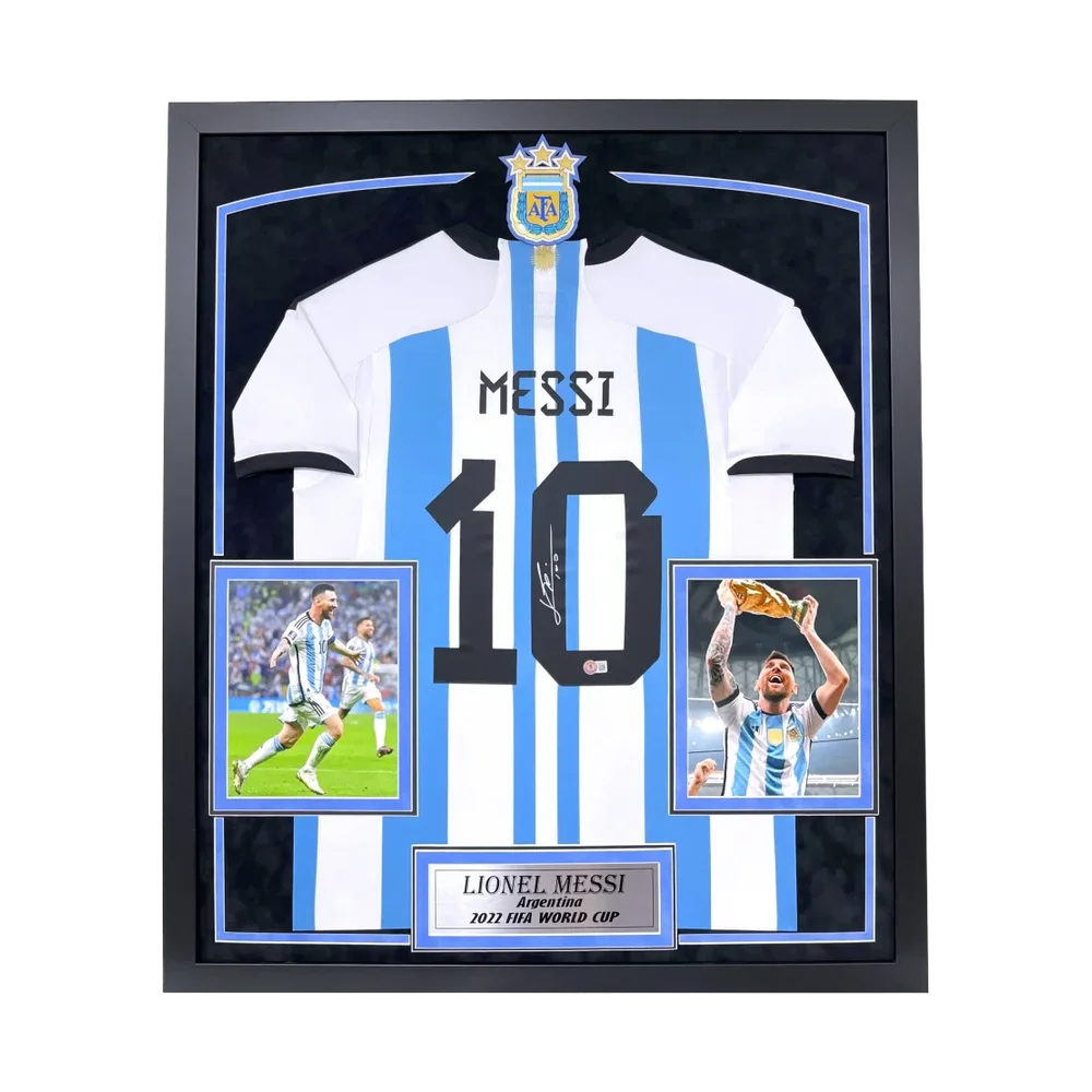 Messi Signed Argentina 2022 World Cup Jersey (Framed, BAS)
