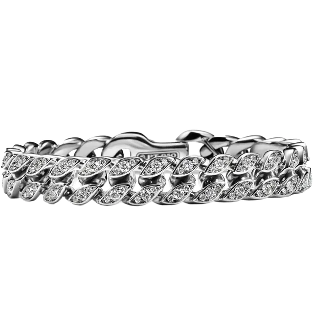 David Yurman Curb Chain Bracelet Platinum with Diamonds 11.5mm