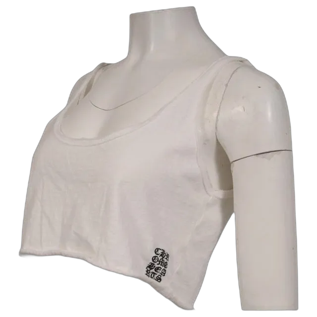Chrome Hearts Raw Hem Cross Crop Top