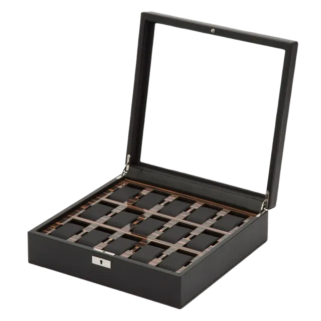 Roadster 15-Piece Watch Box (Leather × Ebony Macassar)