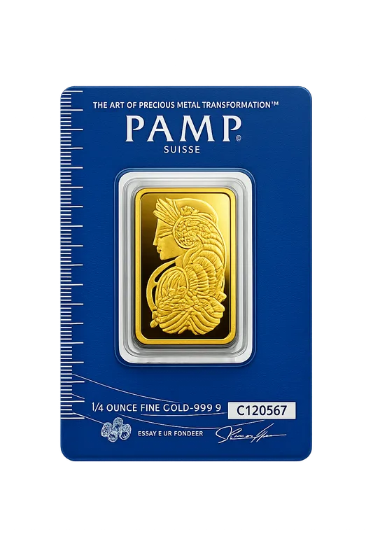 1/4 oz PAMP Suisse Gold Bar (New w/ Assay)