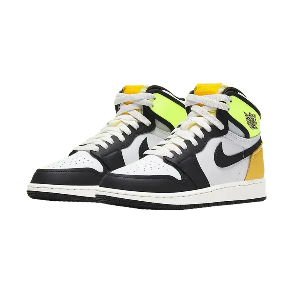 Jordan 1 Retro High White Black Volt University Gold
