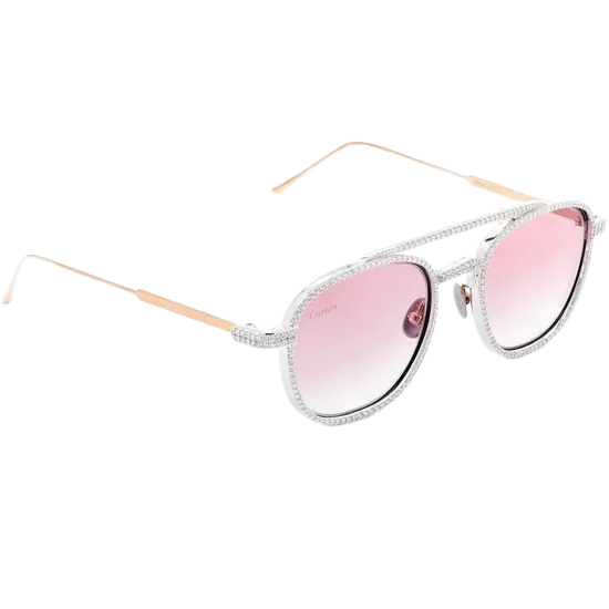 Cartier Glasses Iced Out Diamond Rims - Pink Fade Lens - 5.85ctw