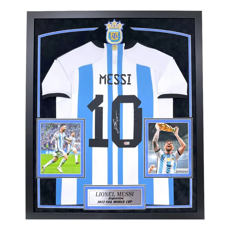 Messi Signed Argentina 2022 World Cup Jersey (Framed, BAS)