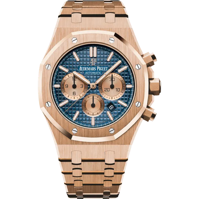 Audemars Piguet Royal Oak Chronograph Rose Gold Blue Dial 41mm