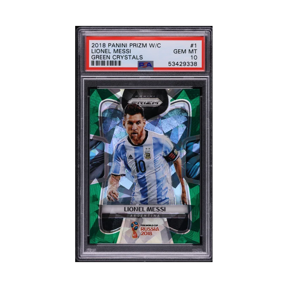 2018 Panini Prizm World Cup Messi Green Crystals /25 PSA 10