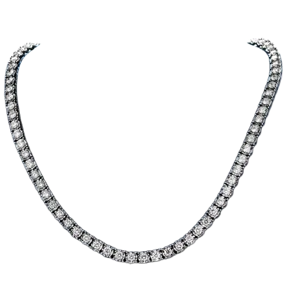 15pt Miracle Set Diamond Tennis Necklace 14k Solid Gold 15.33ctw